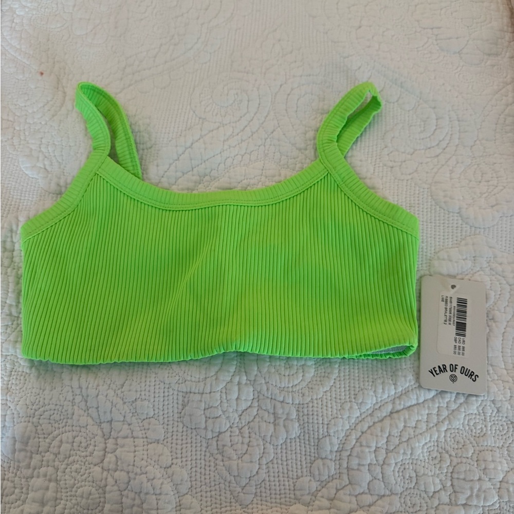 Year of Ours Neon Green Ribbed Crop Tank size M NWT